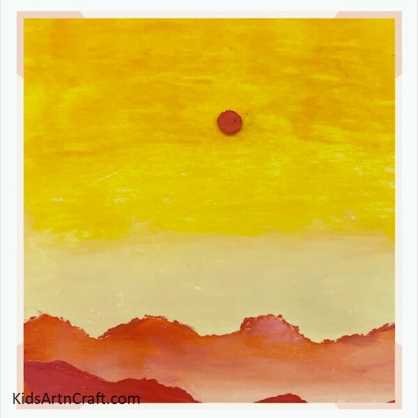 Ta-da Your painting is ready- Drawing a Simple Dusk Scenery for Children Step-by-step