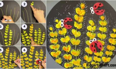 Easy Finger Tips Flower Art & Ladybug Craft With Step by Step Tutorial