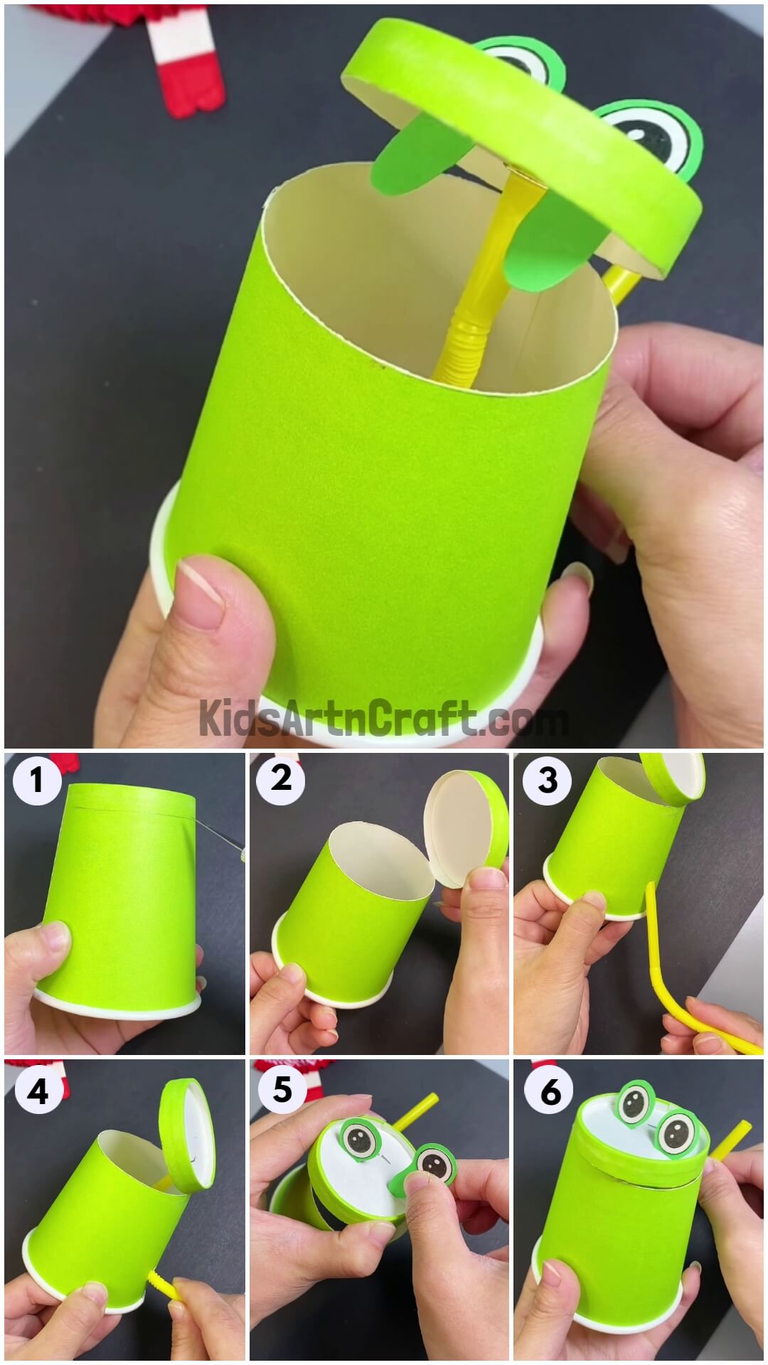 Easy Frog Puppet Toy Craft Using Paper Cup For Kids