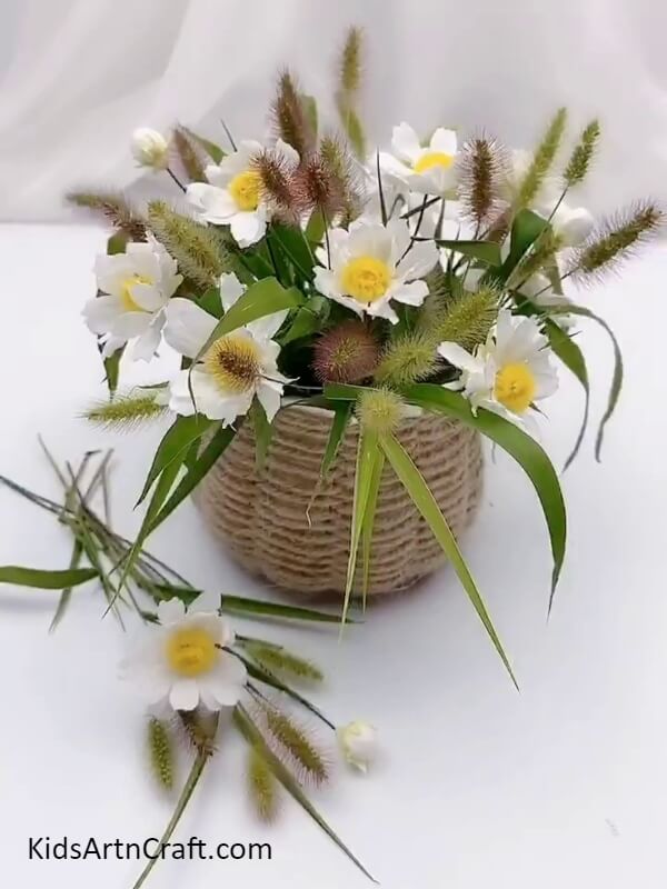 Now, The Jute Weaved Flower Basket Is Ready- A Beginner's Guide to Weaving a Jute Flower Basket 