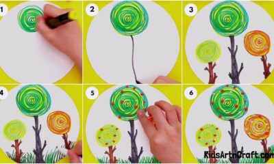 Easy Kandinsky Circle Tree Landscape Art Tutorial For Kids