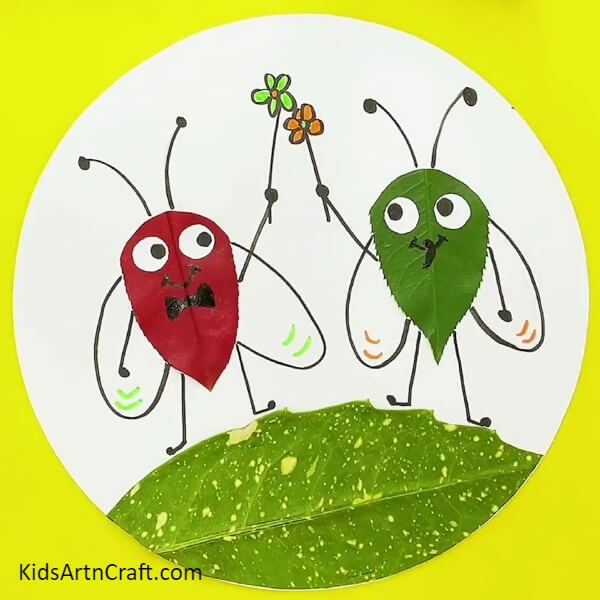 Finally, The Happy Little Insects- Learn How to Create an Insect from Leaves for Kids 