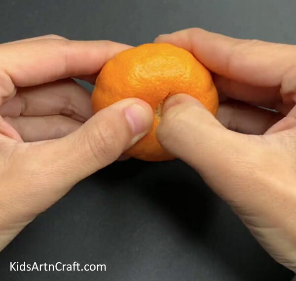 Peeling An Orange- Making a lion out of orange peel is a simple craft for children. 