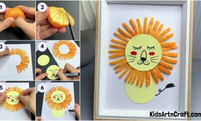 Easy Lion Craft From orange peel for kids