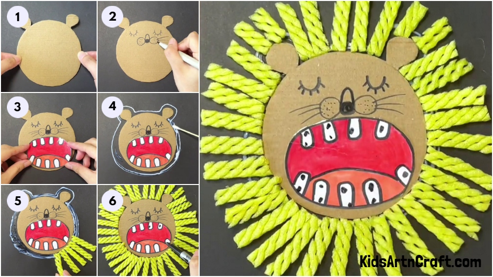 Easy Lion Craft Using Foam Net For Kids