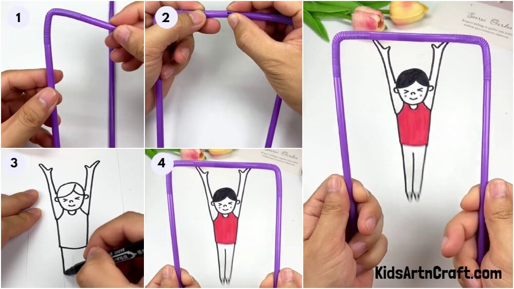 Easy Man Hanging On Rod Craft Using Straw Tutorial For Kids