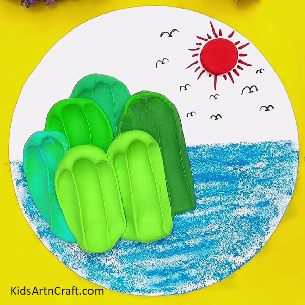 Our beautiful mountains in the sea will look like this. This is such a beautiful scenery.- Fun Art Ideas for Children Using Mountain and Ocean Scenes 