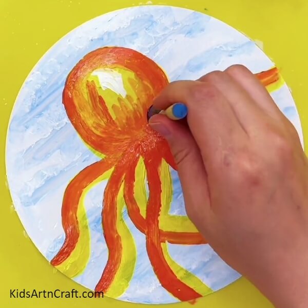 Dip A Small Stamp In Yellow Paint And Make Two Circles Using It-