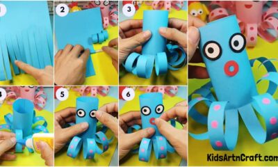 Easy Octopus Using Paper Step-by-step Tutorial For Kids
