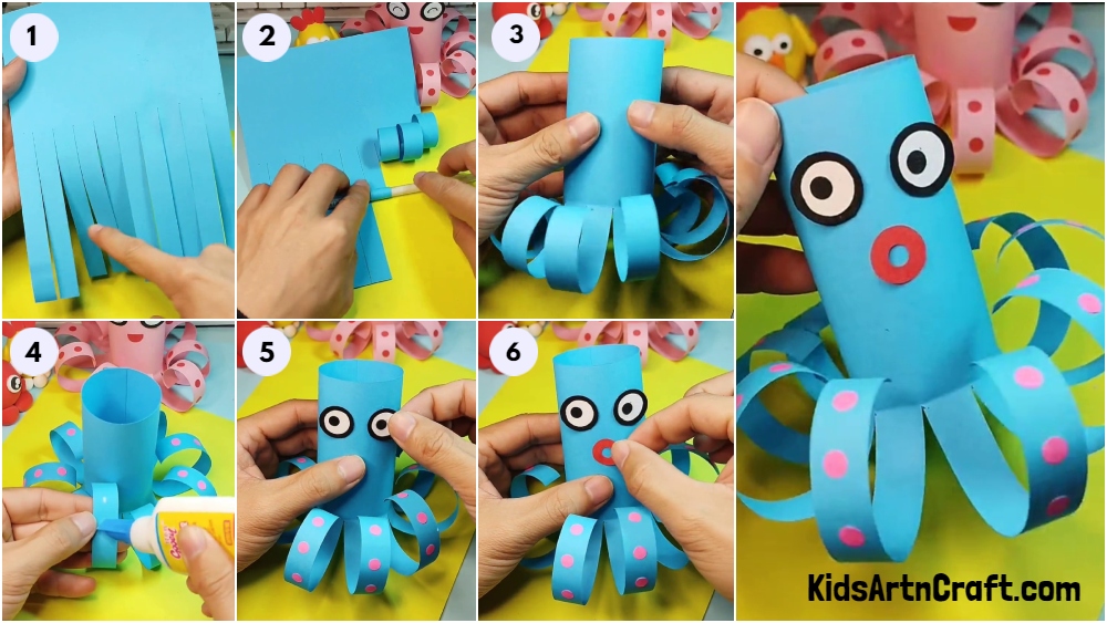Easy Octopus Using Paper Step-by-step Tutorial For Kids