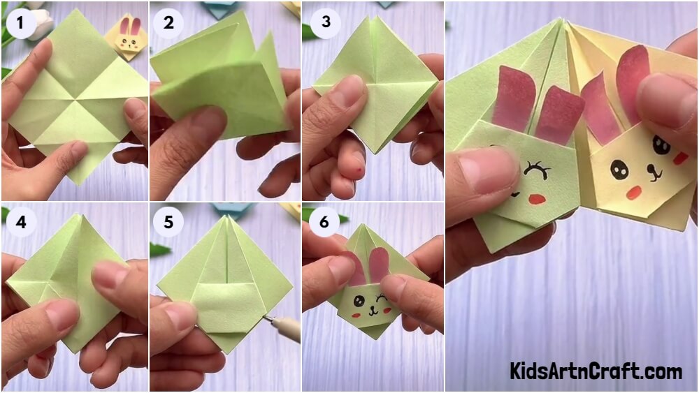 Easy Origami Rabbit Face Craft tutorial for kids