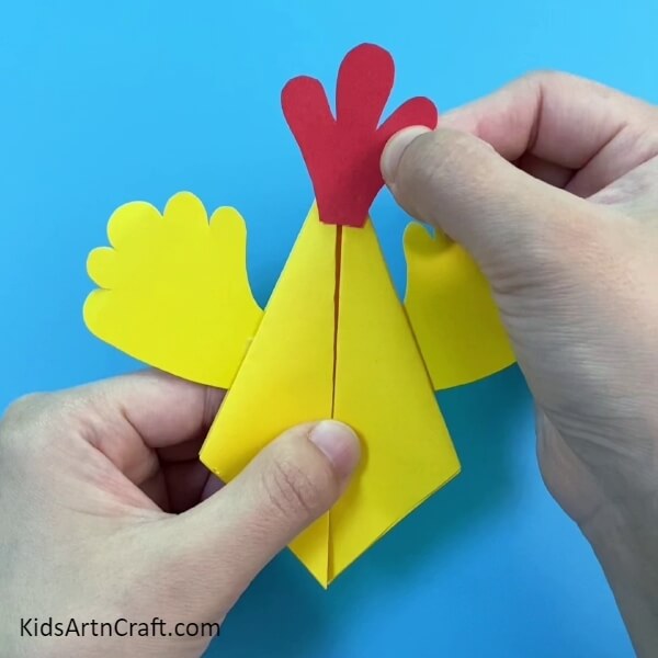 Making the Comb of the Hen with the Red Craft Paper- A Tutorial For Constructing a Paper Hen Craft For Beginner Crafters 