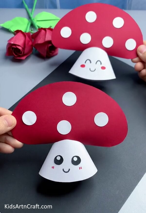 The Final Look Of The Paper Mushroom-Making a simple paper mushroom craft for children - a step-by-step guide