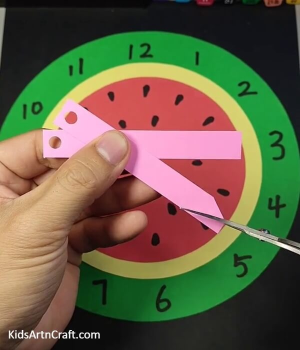 Cutting The Ends-Let kids make a Watermelon Clock out of paper