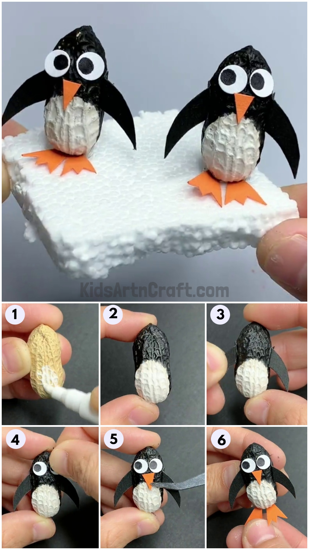 Easy Peanut Penguin Crafts for kids