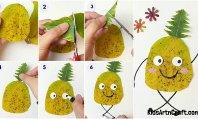 Easy Pineapple Craft from fall leaves for Kids
