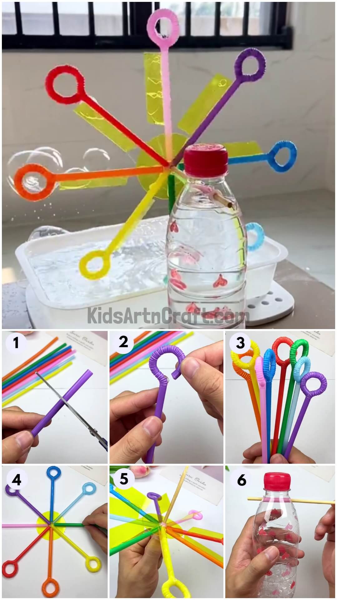 Easy Straw Bubble Blower DIY craft Tutorial For Kids