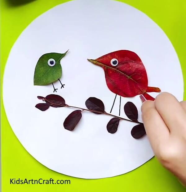 Making a Tail for the Mother Bird - Crafting Birds Out of Leaves: An Easy To Learn Tutorial for Kids 