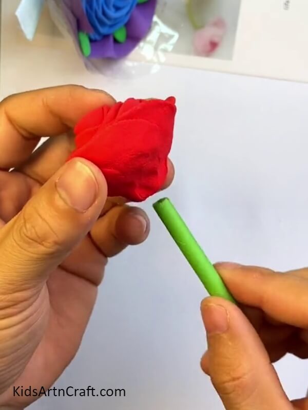 Connect The Stem To The Rose-An effortless Clay Rose Bouquet craft for kids