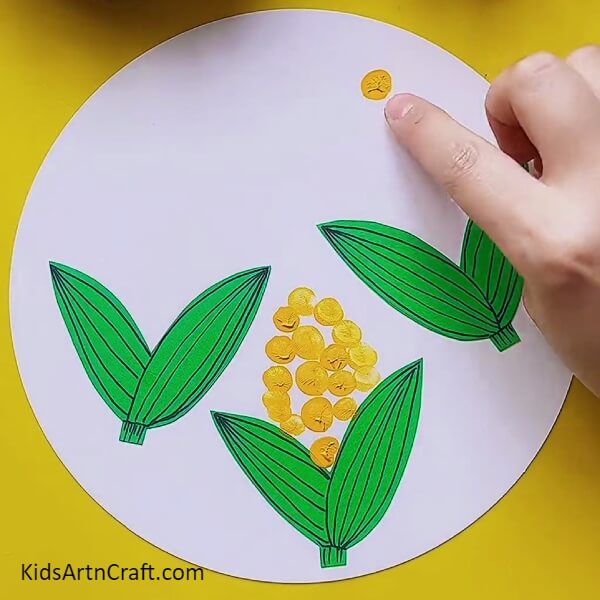 Make More Dots To Make Corns In Other Leaves- Finger Steps To Crafting Corn Art With Ease For Those Who Are Just Starting Out