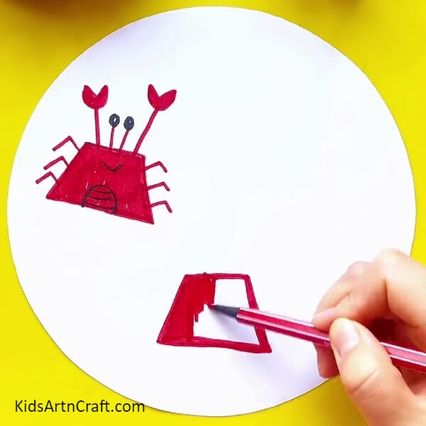 Start by making crab with red sketch pen- Utilizing a Sketch Pen to Create a Simple Crab Drawing Step-by-Step Guide 