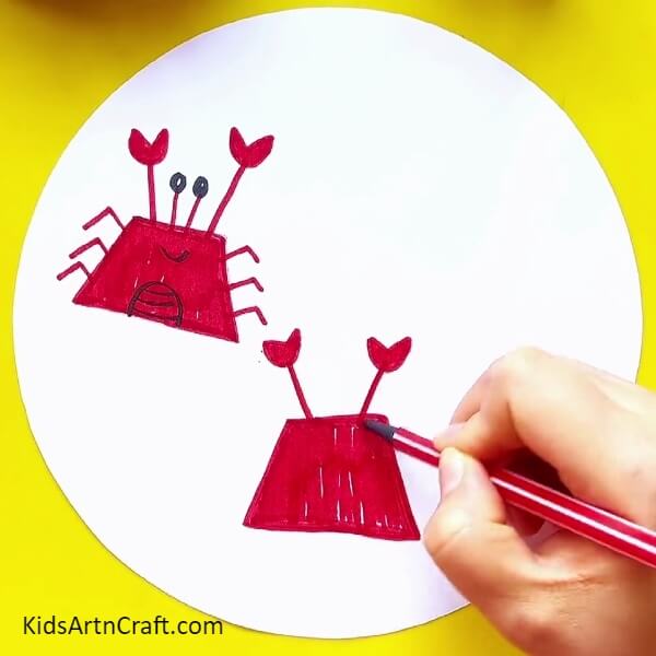 Filling the colour with sketch pen- Drawing a Crab with a Sketch Pen in a Few Simple Steps 