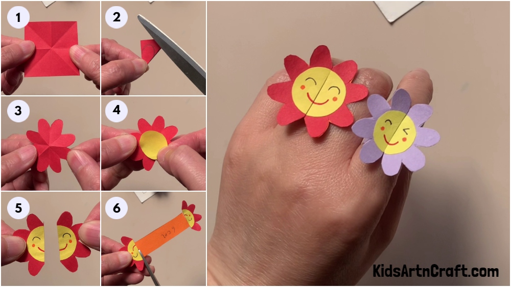 Easy to Make Flower Paper Rings For Kids