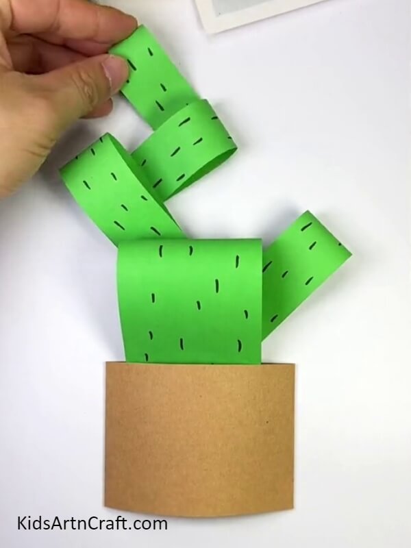 Keep sticking as much stem wanted. Easy making Paper Cactus Craft For kids