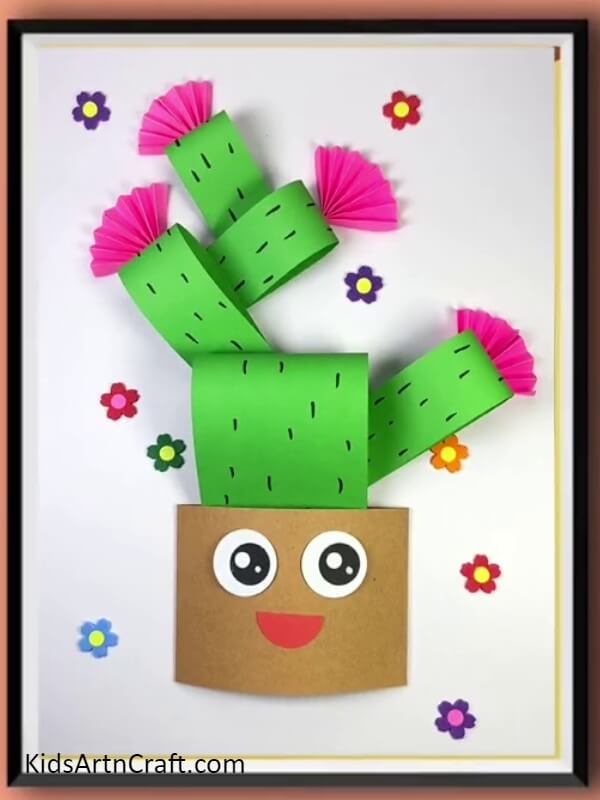 Ta-da! Your Paper Cactus Craft Work Is Ready. Easy To make Paper Cactus Craft Idea For Beginners