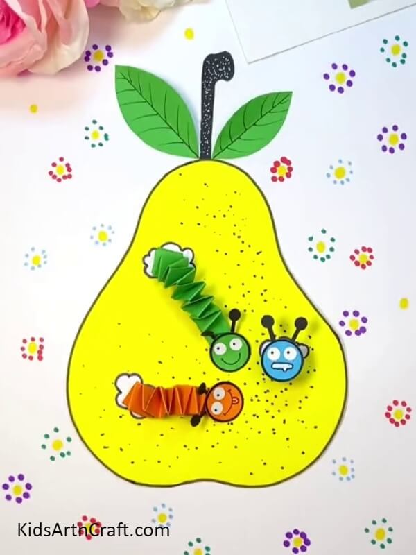 Our Pear-Fruit Worm Craft Will Look Like This - A Step-By-Step Pear-Fruit Worm Craft Tutorial For Kids 