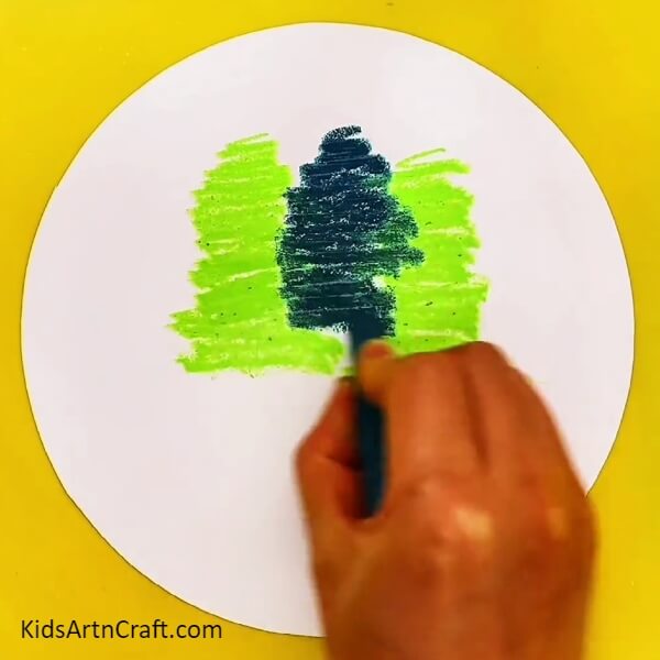 Making One More Crown - A Simple Tutorial To Help Children Create A Tree Scene With Oil Pastels