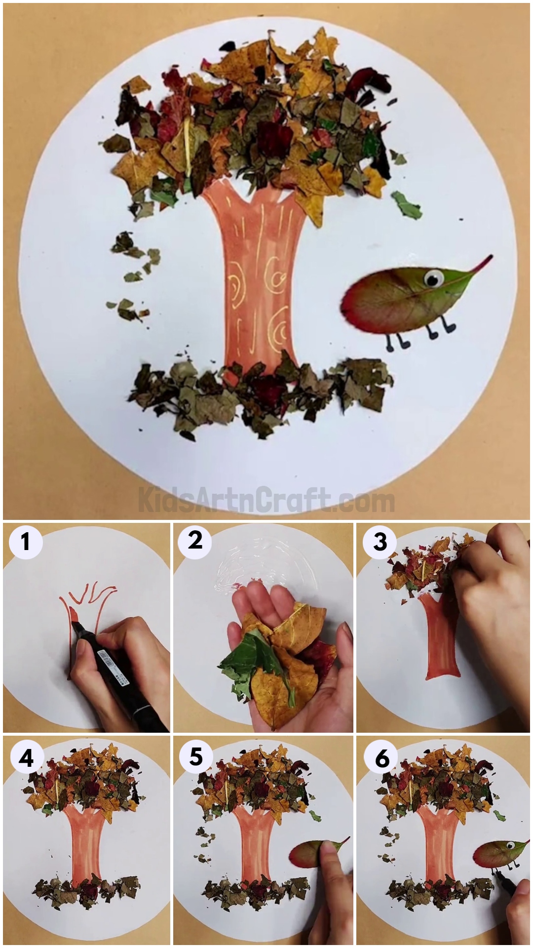 Easy Tree Craft From Fall Leaves Step-by-step Tutorial