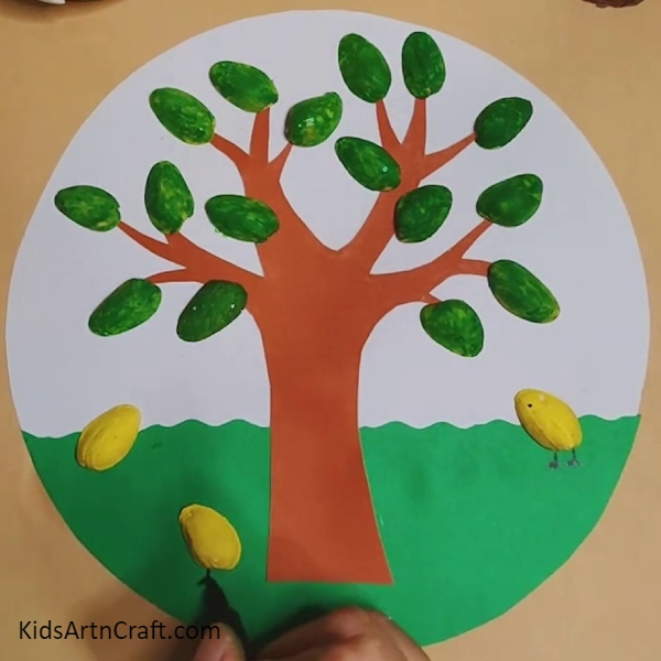 Add Details To Birds-How to Make a Tree Craft with Pistachio Shells - A Tutorial for Beginners