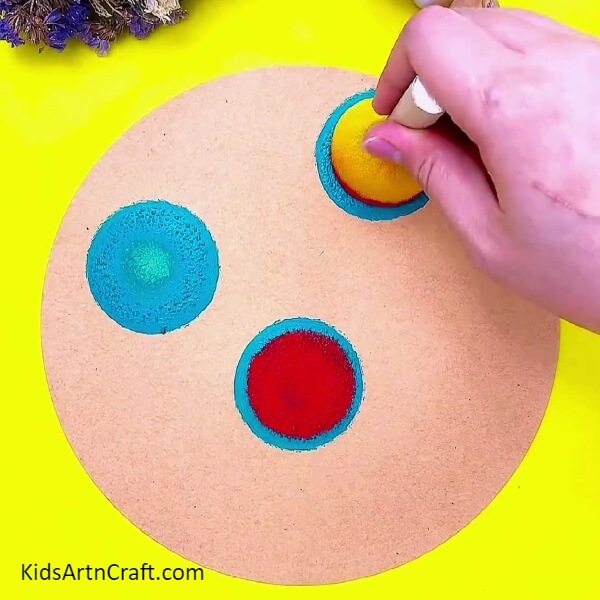 Use Blue Paint Color To Make The Watermelon Rind-A Step-by-Step Guide to Drawing a Watermelon Stamp Doodle Painting