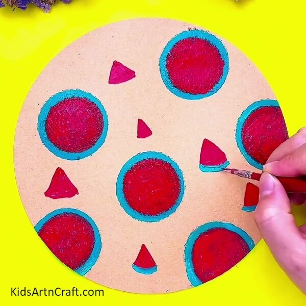 Making Rinds (Shell) Of The Watermelon Pieces- Making a Watermelon Stamp Doodle Painting in a Few Steps