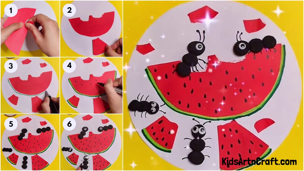 Eating Watermelon Ants Creative Art & Craft Idea For Kids