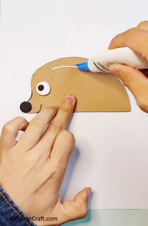 Applying Some Glue On The Upper Side Of The Cardboard- Fallen Leaves Amusing Hedgehog Craft Guide For Little Ones
