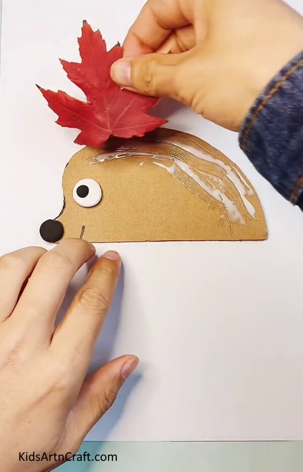 Now, Get Those Red Fall Leaves And Paste Them On The Glue- Fall Leaves Enjoyable Hedgehog Art Project For Youngsters 