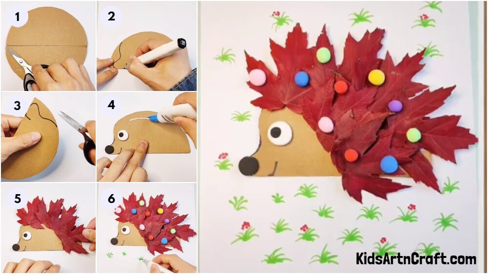 Fall leaves Fun Hedgehog Craft For Kids