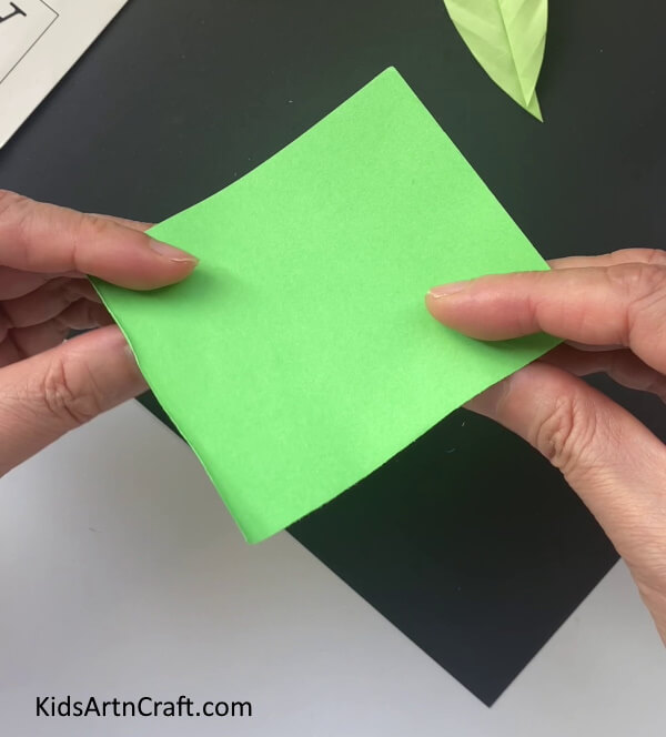 Getting A Square Green Paper A comprehensive guide on how to create a paper leaf for children