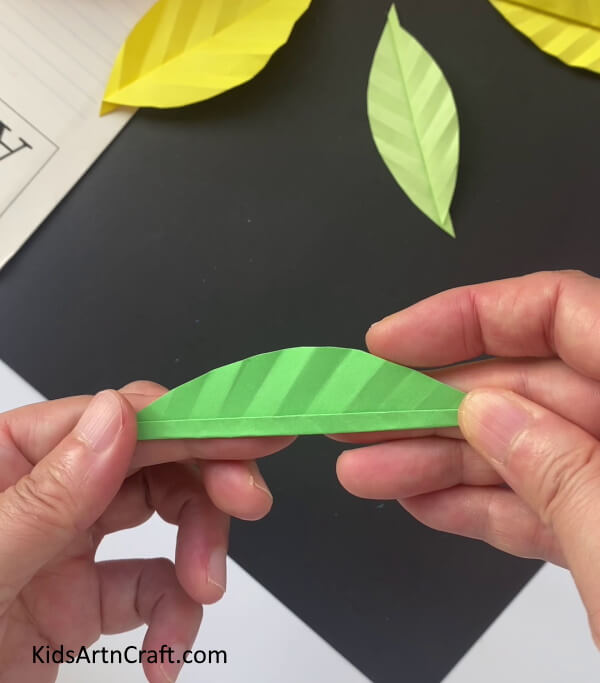 Making A Small Fold Along The Closed Edge An easy-to-follow tutorial for children on how to make a paper leaf