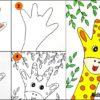 Fun & Easy giraffe handprint drawing for kids