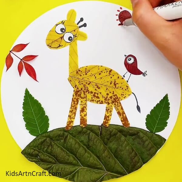 Adding A Sun - Step-by-step instructions for a giraffe-inspired craft with kids
