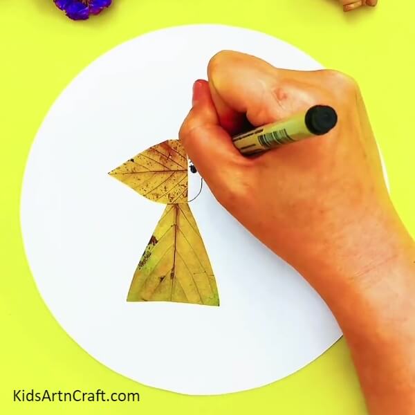 Making A Girl Face - Teaching kids how to make a girl and cat in the rain craft with leaves 