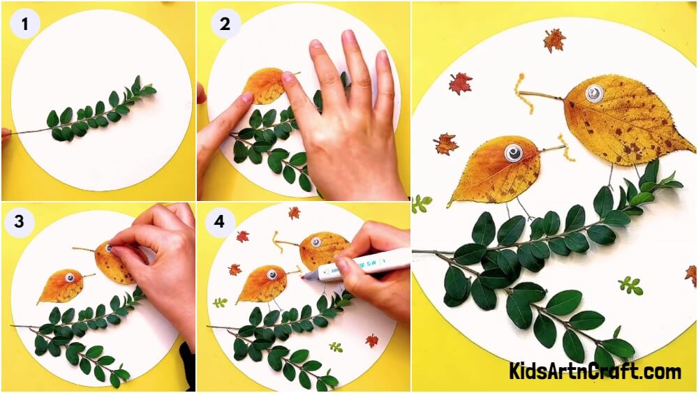 Handmade Fall Leaves Bird Craft Step-by-step Tutorial For Kids