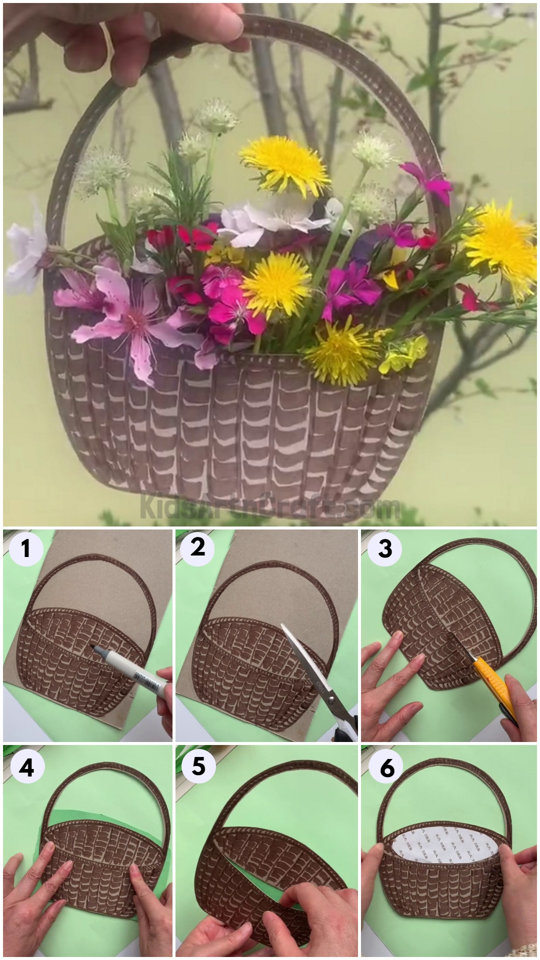 Handmade Flower Basket Decor Craft Tutorial For Kids