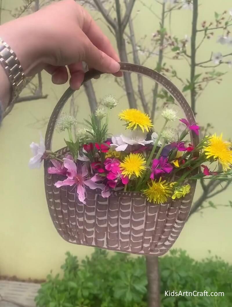 Fitting The Flowers In The Basket- Make Your Own Flower Basket Decor with This Kids Craft Tutorial