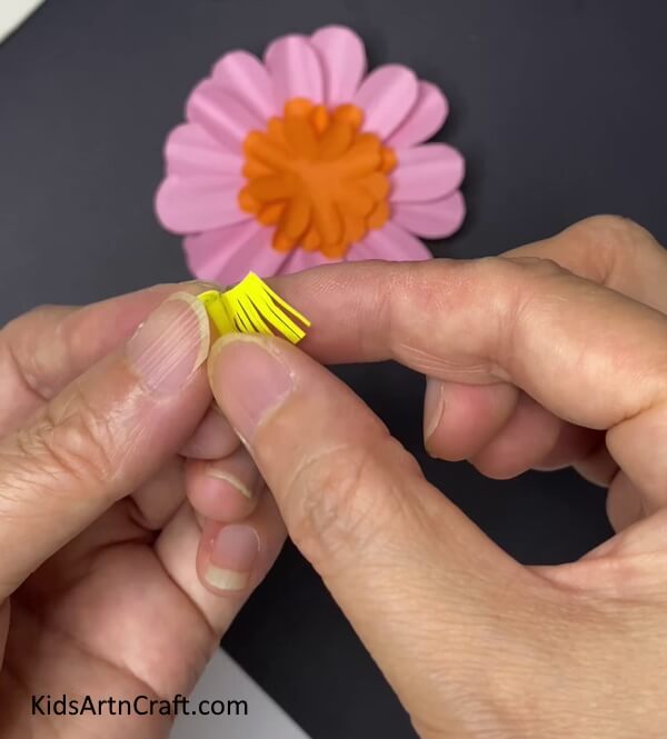 Adding Yellow Pistil To The Flower -Create a Paper Flower Design for your House 