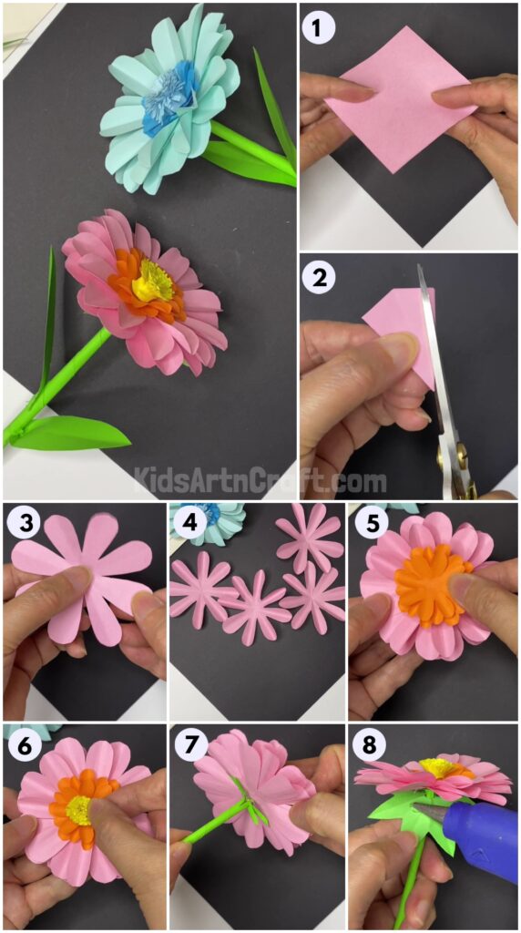 Handmade Paper Flower Craft For Home Decor Kids Art & Craft