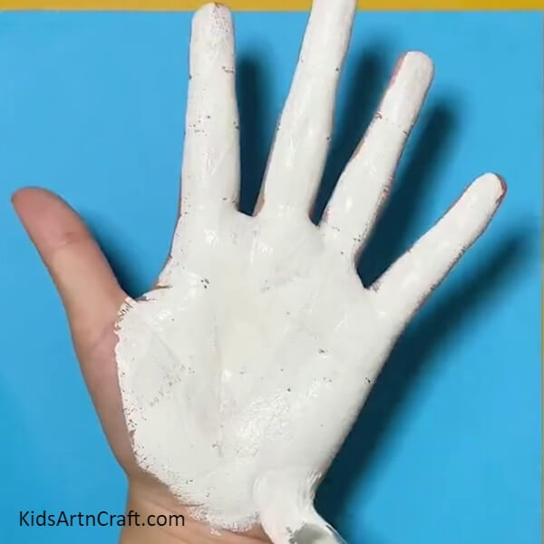 Painting Palm And Fingers- Making a Bunny Out of Handprints - Step-by-Step Directions 